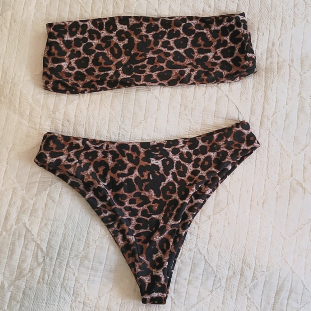 Cheetah Print High Waist Bikini